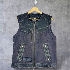 Harley-Davidson Leather Vest Biker Motorcycle Riding Patches Full Zip Size‎ M